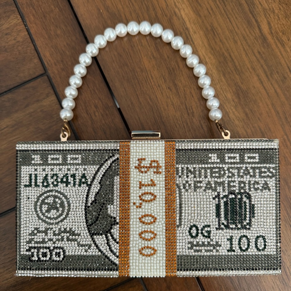 NEW rhinestone-embellished evening clutch